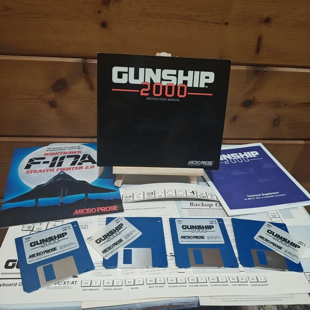 Gunship 2000 (DOS, 1991) T-26 Vintage Micro Prose Floppy VGA IBM PC 3.5